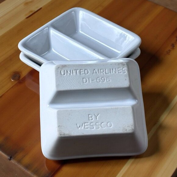 3 United Airlines Divided Condiment Dishes by Wessco – Vintage Airline Service W - Picture 2 of 5